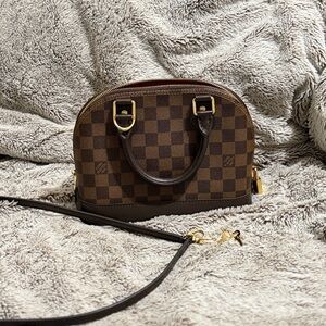 Checkered Brown Designer Handbag